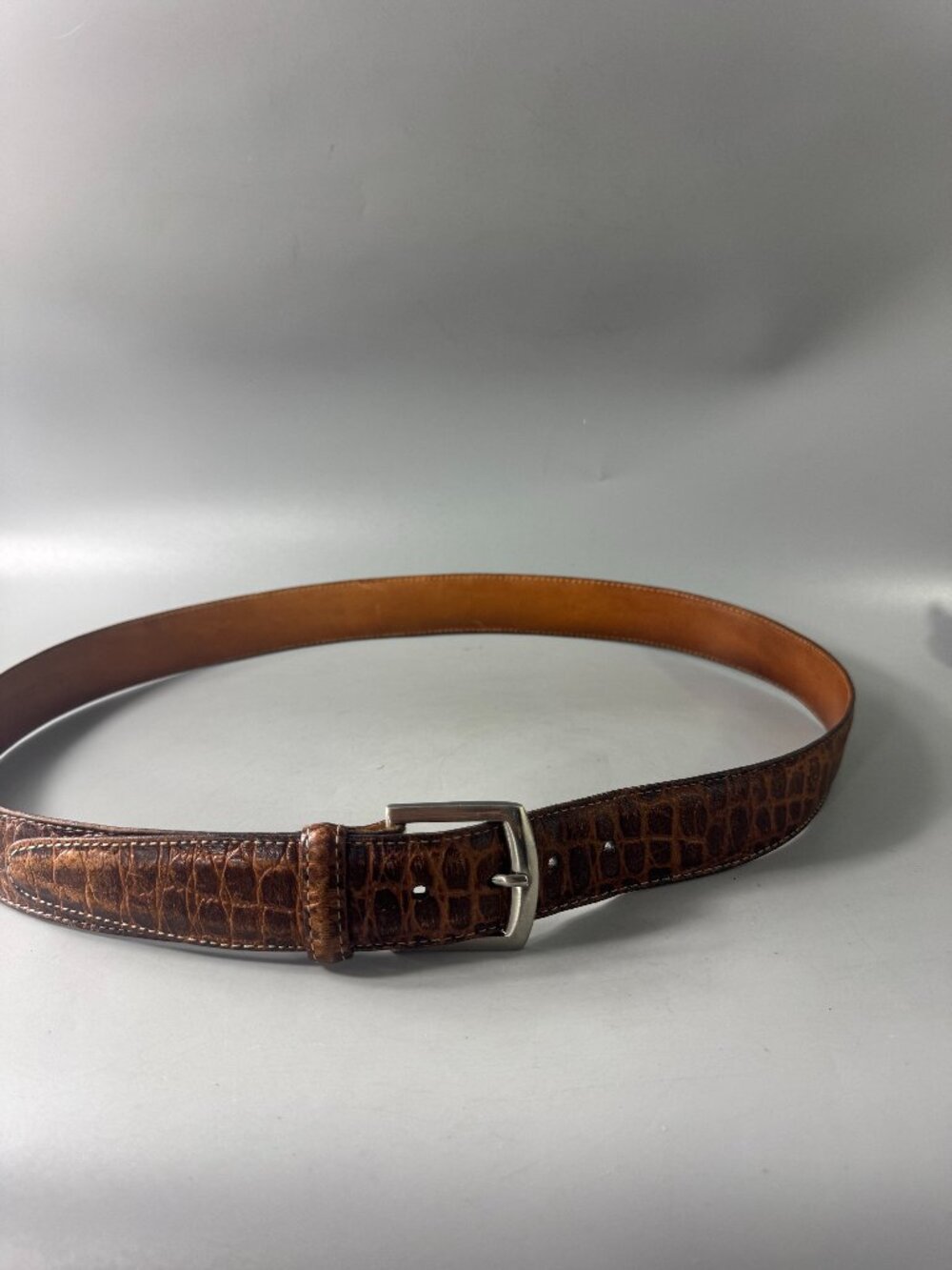 Authenitc Martin Dingman Crocodile Grain Italian Calfskin Men's Belt, Size 95/38